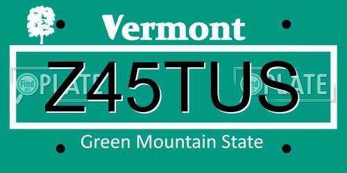 Z45TUS Vermont License Plate