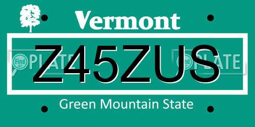 Z45ZUS Vermont License Plate