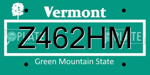 Z462HM Vermont License Plate