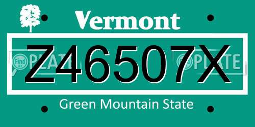 Z46507X Vermont License Plate