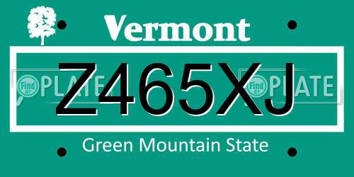 Z465XJ Vermont License Plate