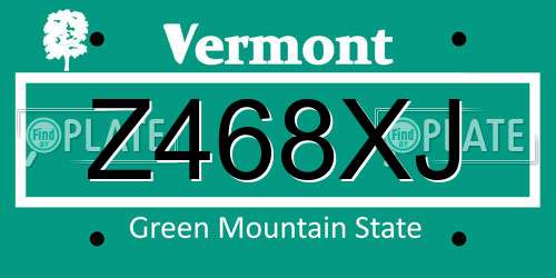 Z468XJ Vermont License Plate