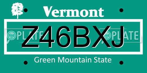 Z46BXJ Vermont License Plate