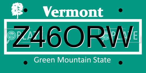 Z46ORW Vermont License Plate