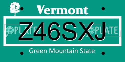 Z46SXJ Vermont License Plate