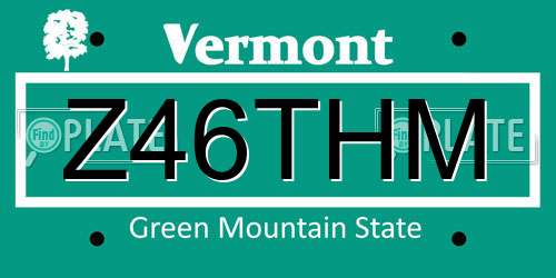 Z46THM Vermont License Plate