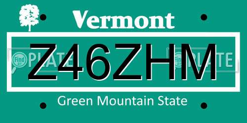 Z46ZHM Vermont License Plate