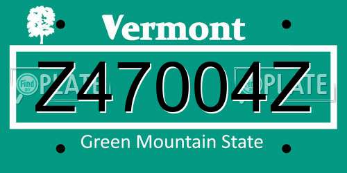 Z47004Z Vermont License Plate