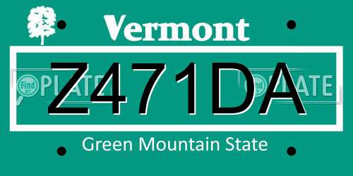 Z471DA Vermont License Plate