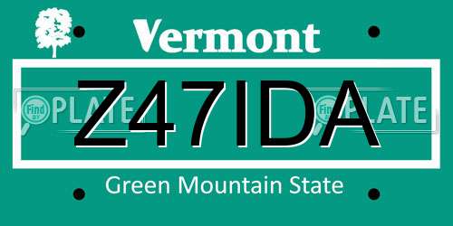 Z47IDA Vermont License Plate