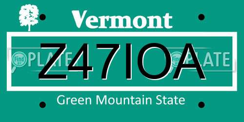 Z47IOA Vermont License Plate