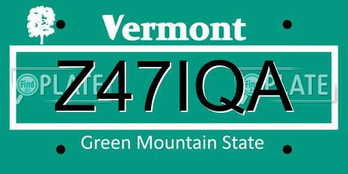 Z47IQA Vermont License Plate