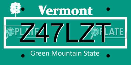Z47LZT Vermont License Plate