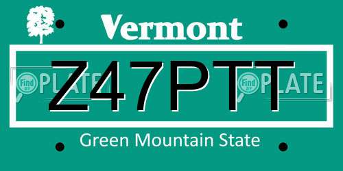 Z47PTT Vermont License Plate