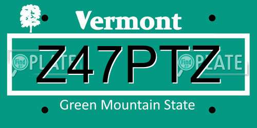 Z47PTZ Vermont License Plate