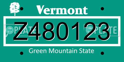 Z480123 Vermont License Plate