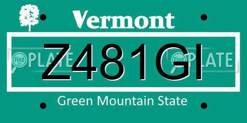 Z481GI Vermont License Plate