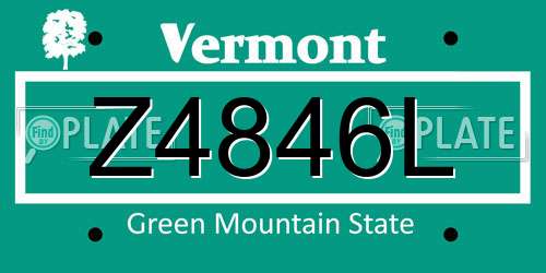 Z4846L Vermont License Plate