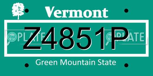 Z4851P Vermont License Plate