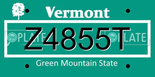 Z4855T Vermont License Plate