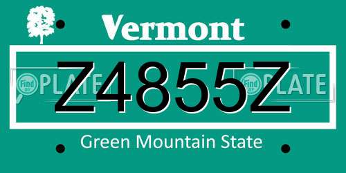 Z4855Z Vermont License Plate