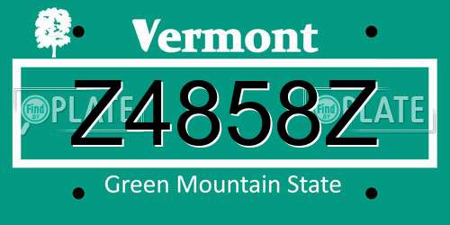 Z4858Z Vermont License Plate