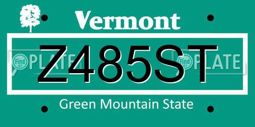 Z485ST Vermont License Plate