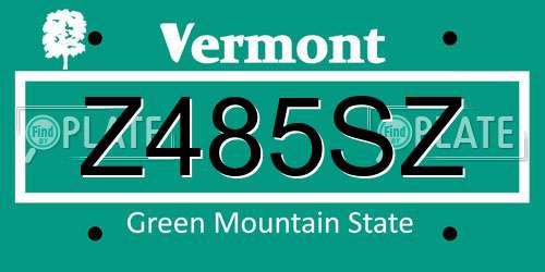 Z485SZ Vermont License Plate