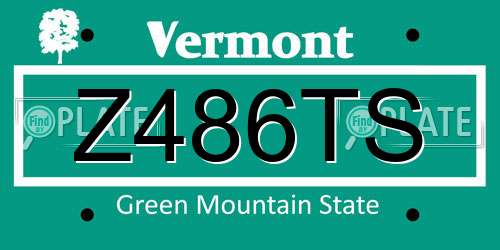 Z486TS Vermont License Plate