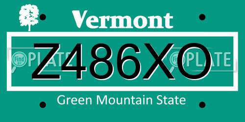 Z486XO Vermont License Plate