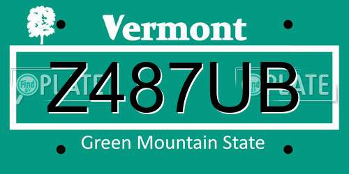 Z487UB Vermont License Plate
