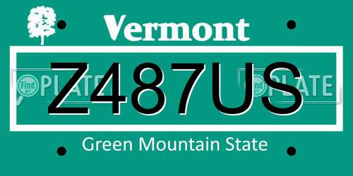 Z487US Vermont License Plate