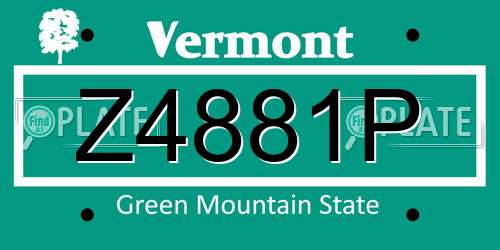 Z4881P Vermont License Plate