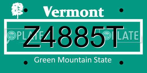 Z4885T Vermont License Plate