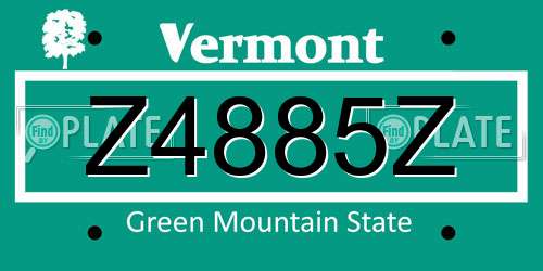 Z4885Z Vermont License Plate
