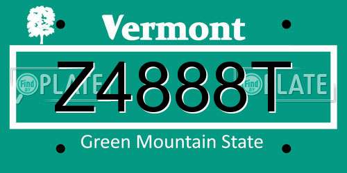 Z4888T Vermont License Plate