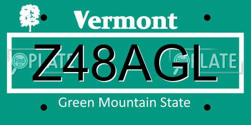 Z48AGL Vermont License Plate