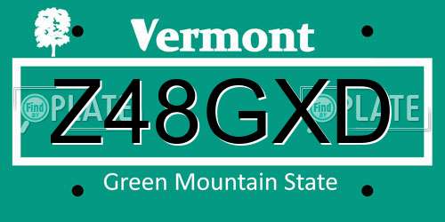 Z48GXD Vermont License Plate