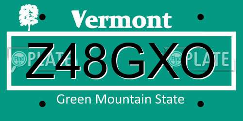 Z48GXO Vermont License Plate