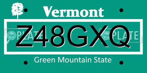 Z48GXQ Vermont License Plate