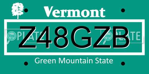 Z48GZB Vermont License Plate