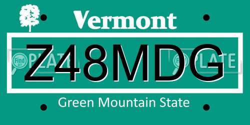 Z48MDG Vermont License Plate