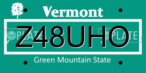 Z48UHO Vermont License Plate
