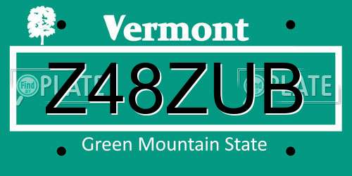 Z48ZUB Vermont License Plate