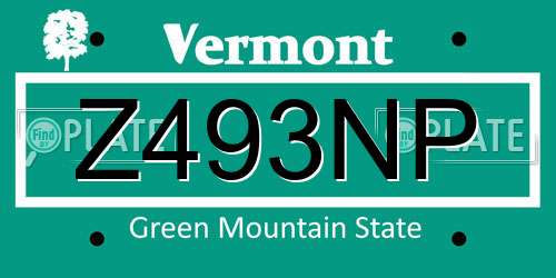 Z493NP Vermont License Plate