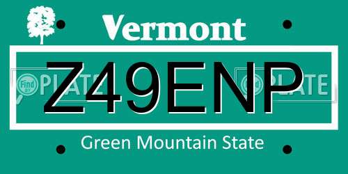 Z49ENP Vermont License Plate