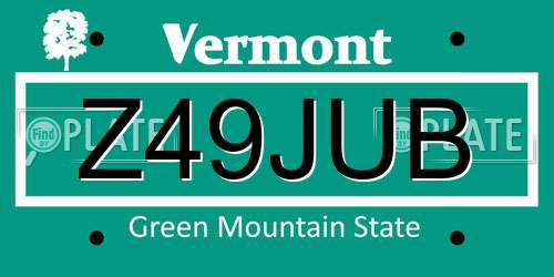 Z49JUB Vermont License Plate