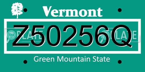 Z50256Q Vermont License Plate