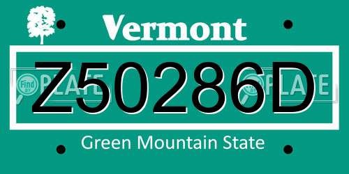 Z50286D Vermont License Plate
