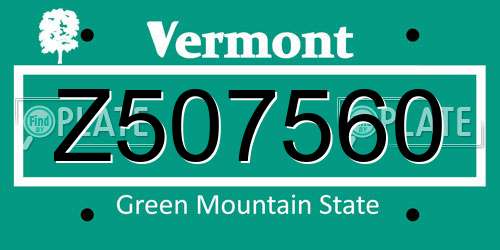 Z507560 Vermont License Plate